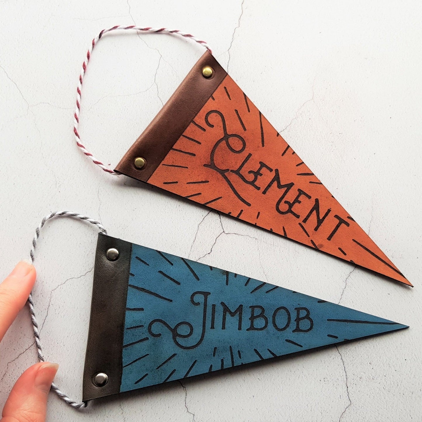 The Mini Nursery Pennants, a leather decor from Hord.