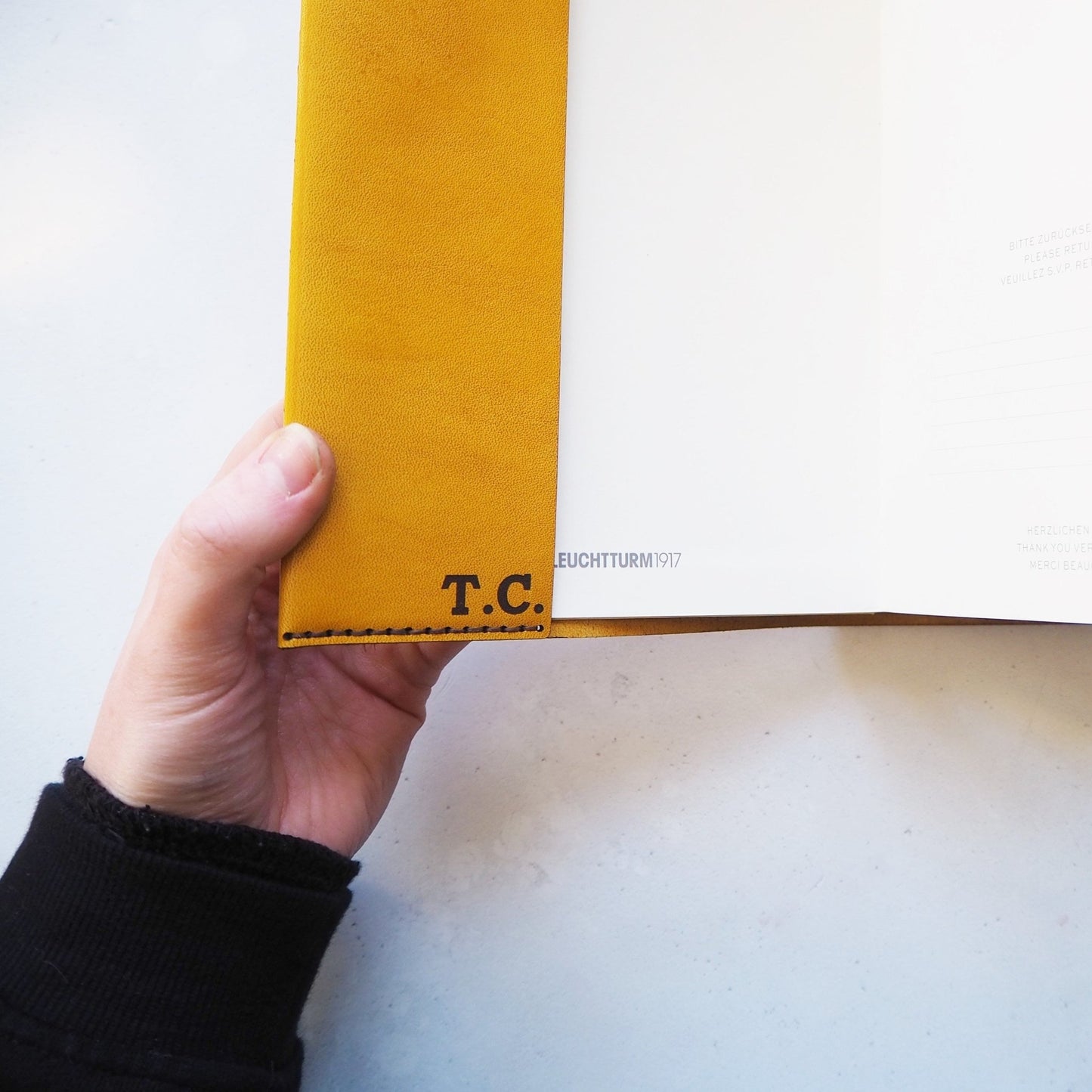 Custom initial on the inner sleeve of the Topography Journal Cover by HÔRD.