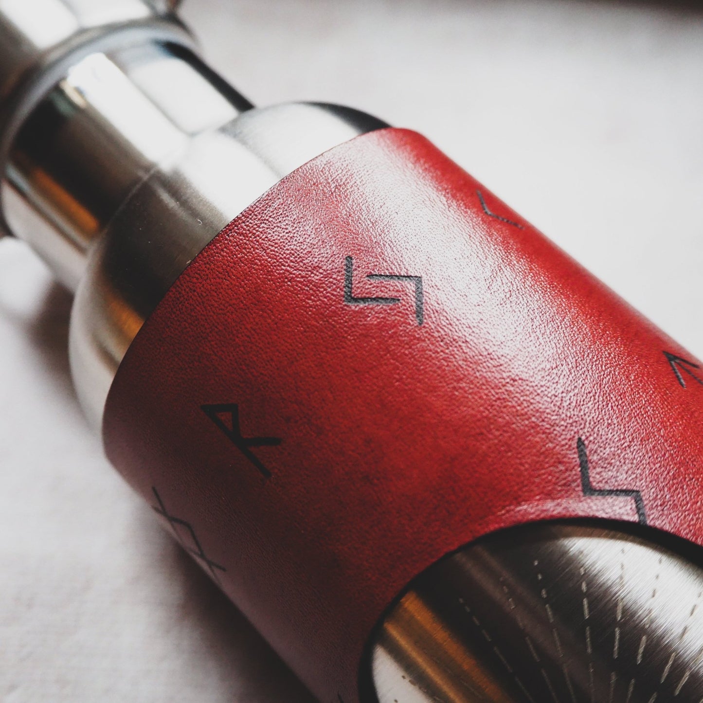 Closer look at the engraving of the Runes on the Viking Bottle.