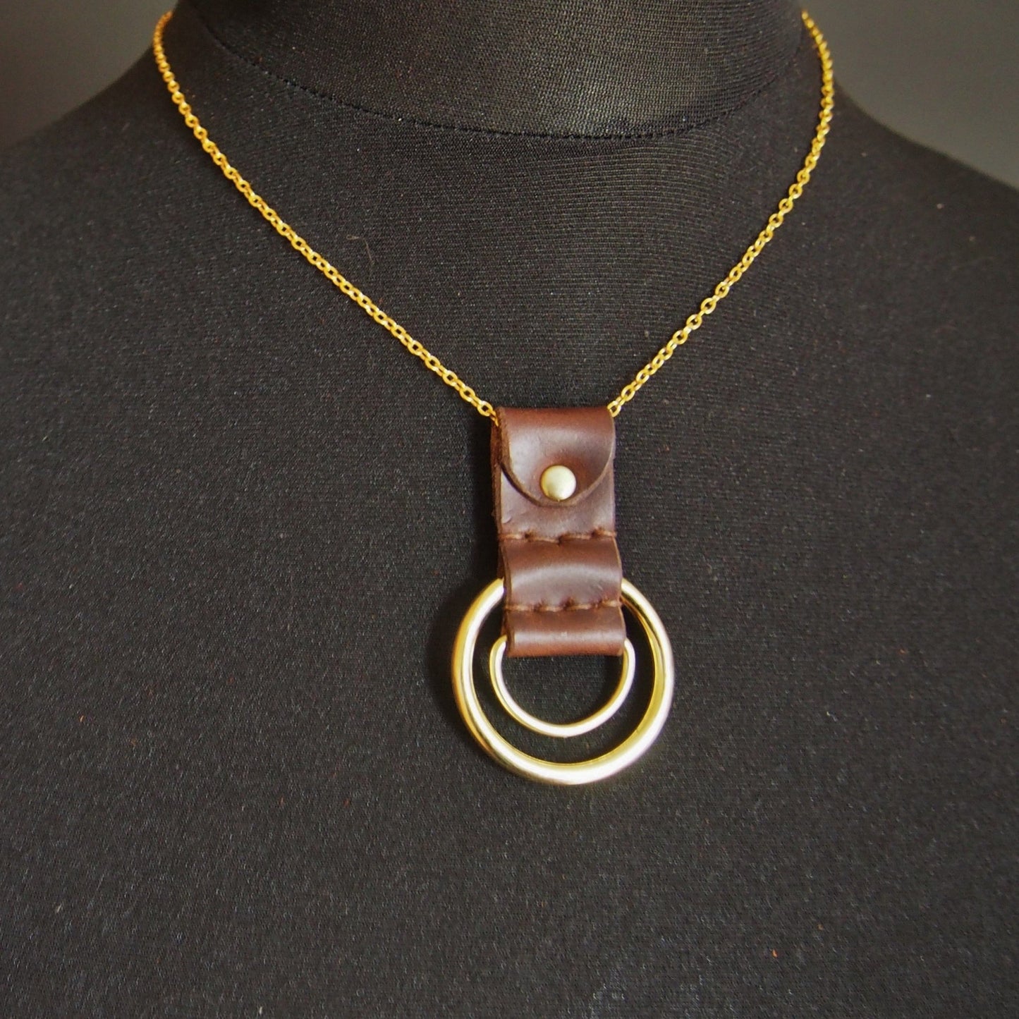Closer look at the moon phase necklace by Hord.