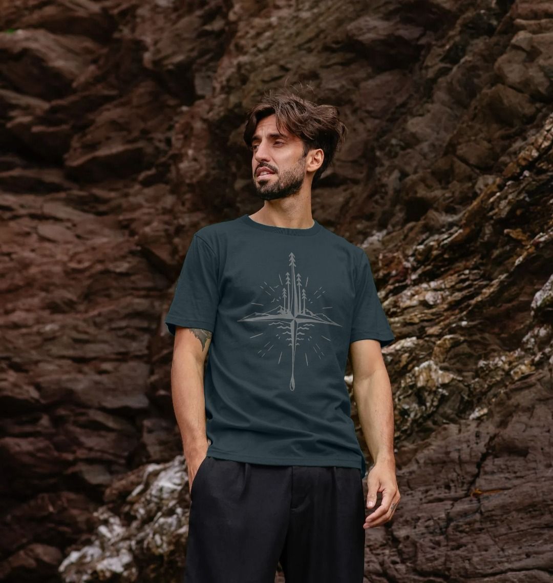 Denim Blue Wild Compass, Organic Unisex T-Shirt, a Compass T Shirt from Hord.