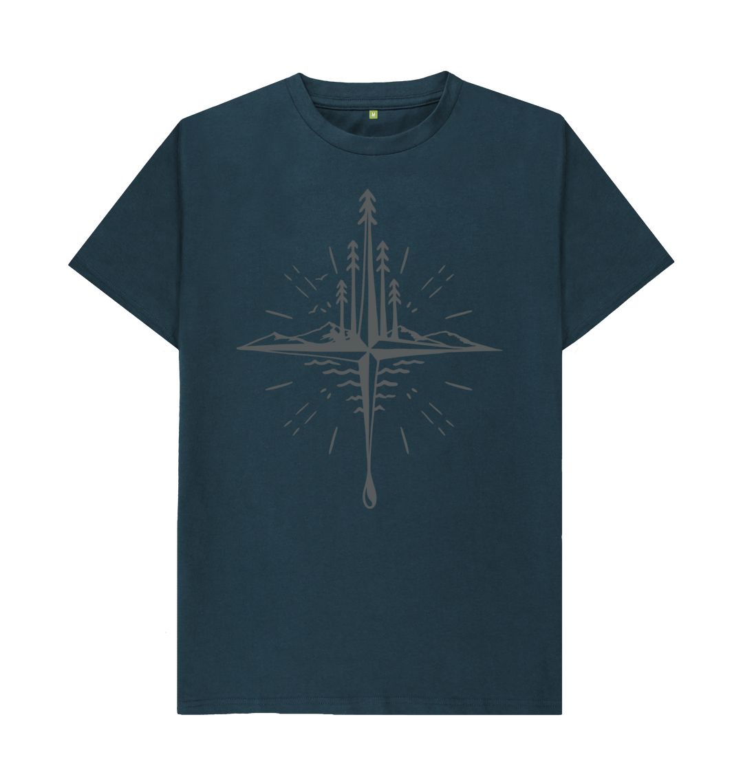Denim Blue Wild Compass, Organic Unisex T-Shirt, a Compass T Shirt from Hord.