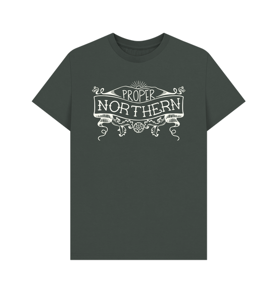 Dark Grey Unisex Proper Northern T-shirt - Cream print