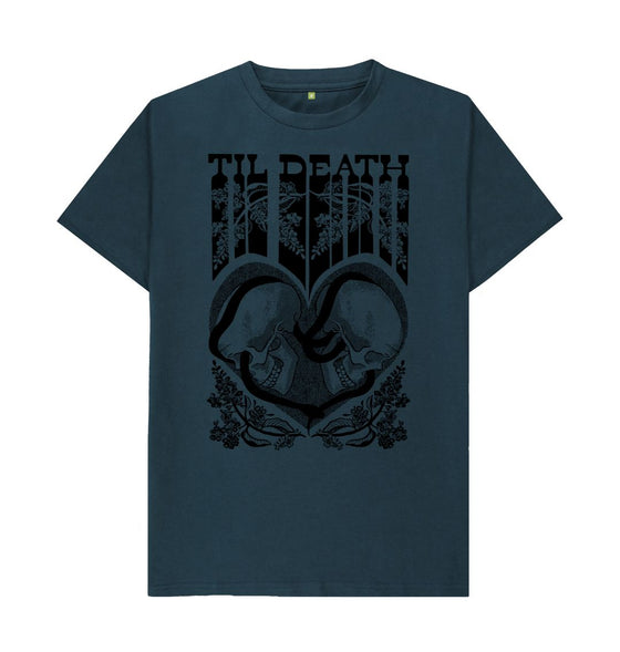 Denim Blue Til Death Unisex T-Shirt, Black Print