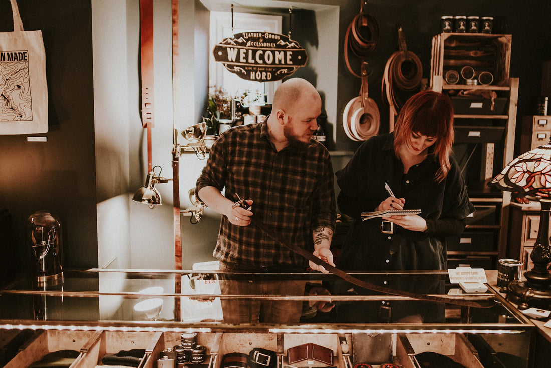  Gemma and Jason working in their shop in Marsden