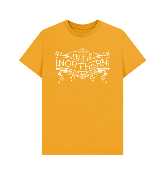 Mustard Unisex Proper Northern T-shirt - Cream print