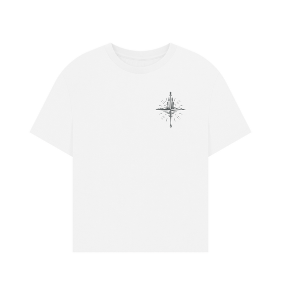 White Oversized Compass T-shirt - Women's