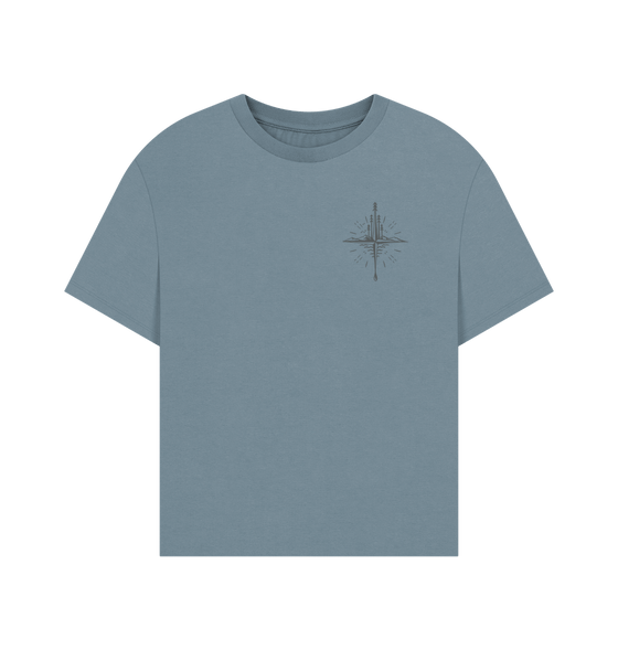 Stone Blue Oversized Compass T-shirt - Women's