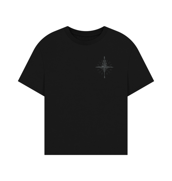 Black Oversized Compass T-shirt - Women's