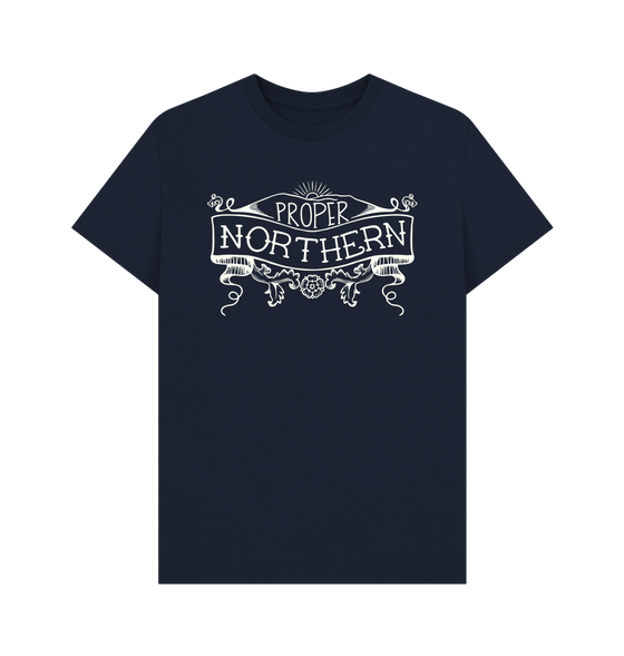 Navy Blue Unisex Proper Northern T-shirt - Cream print