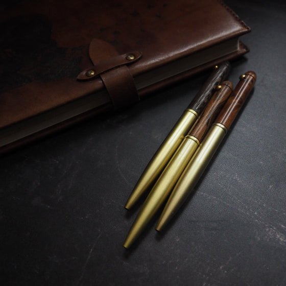 Brass and Wood Twist Pen by Hord