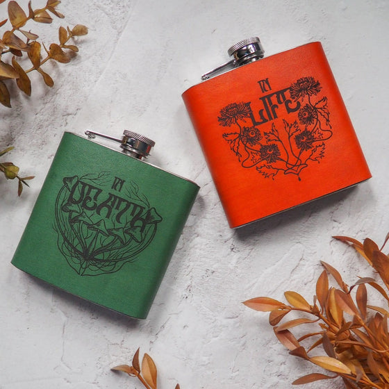 In Death, wedding hip flask in Green, by Hord