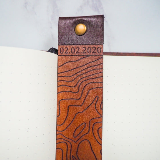 Custom Topography Leather Bookmark