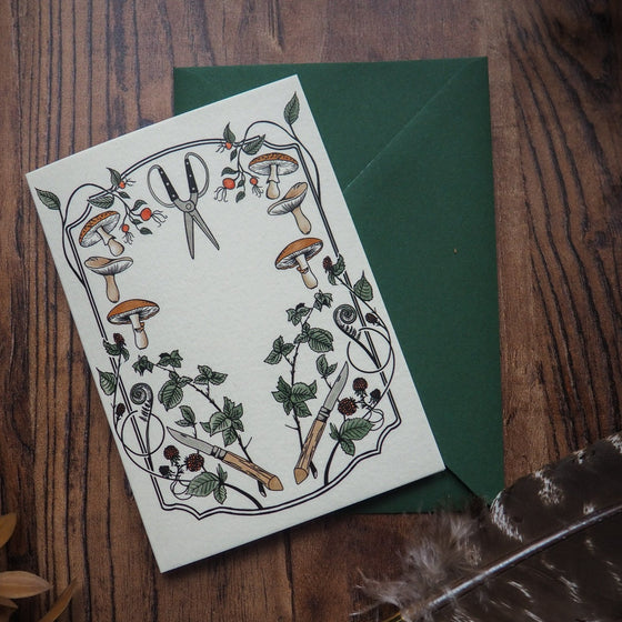 Forager Greeting Card - Delightful Illustration for Gardening and Foraging Enthusiasts