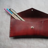 Personalised Leather Pencil Case - Dyed Leather in Bordeaux