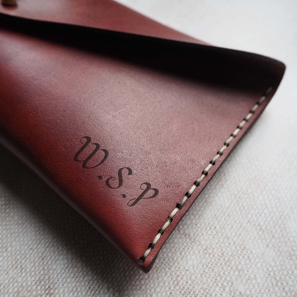 
                  
                    Personalised Leather Pencil Case -Bordeaux  Dyed Leather engraved with initials
                  
                