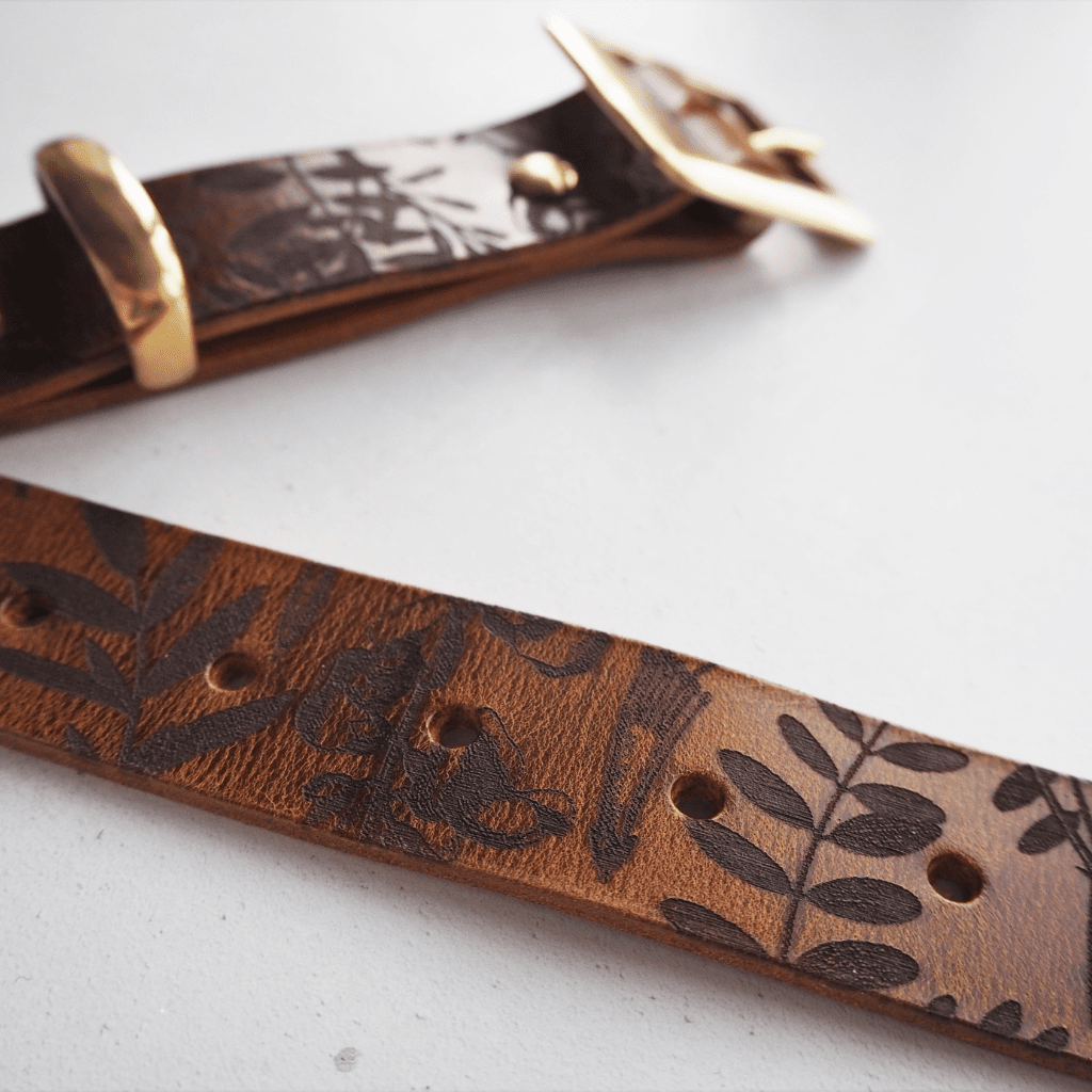 The Botanical Leather Belt, a full grain leather belt offering from HÔRD.