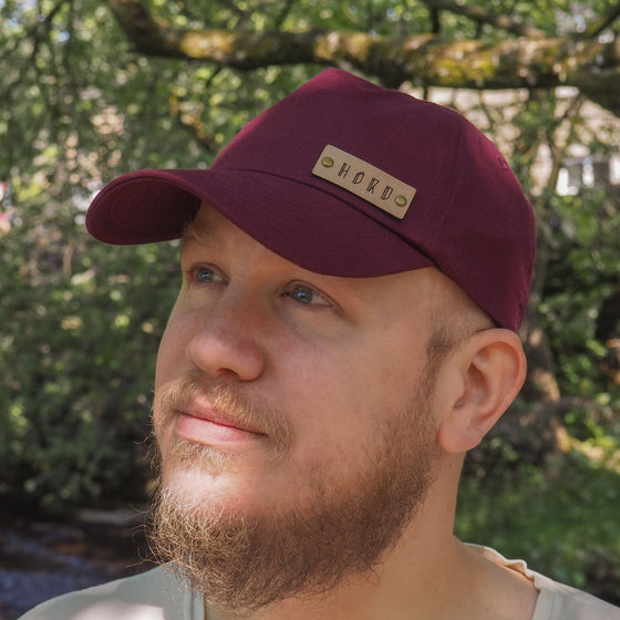 Soft Five Panel Cap in Burgundy, by Hord
