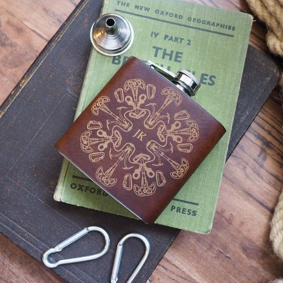The Rock Climber Flask - Leather Hip Flask, by Hord