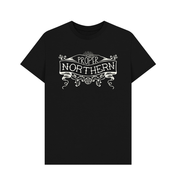 Black Unisex Proper Northern T-shirt - Cream print