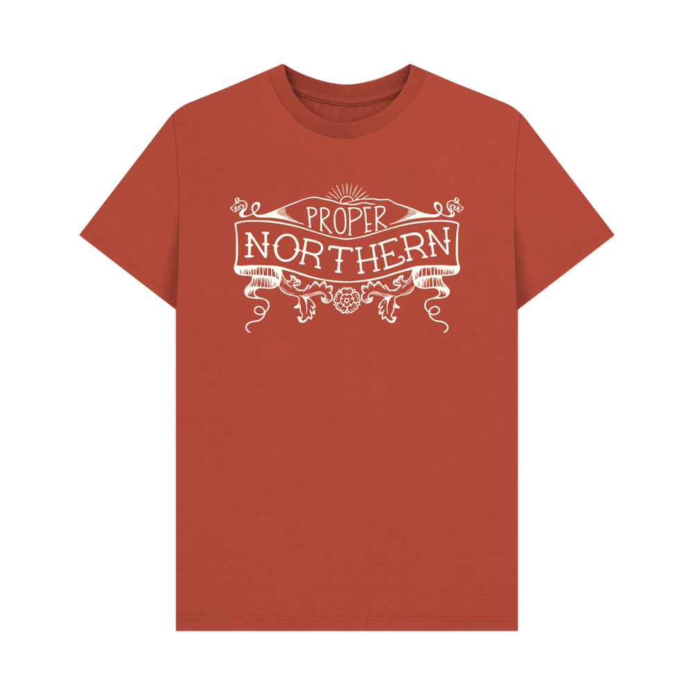 
                  
                    Rust Unisex Proper Northern T-shirt - Cream print
                  
                