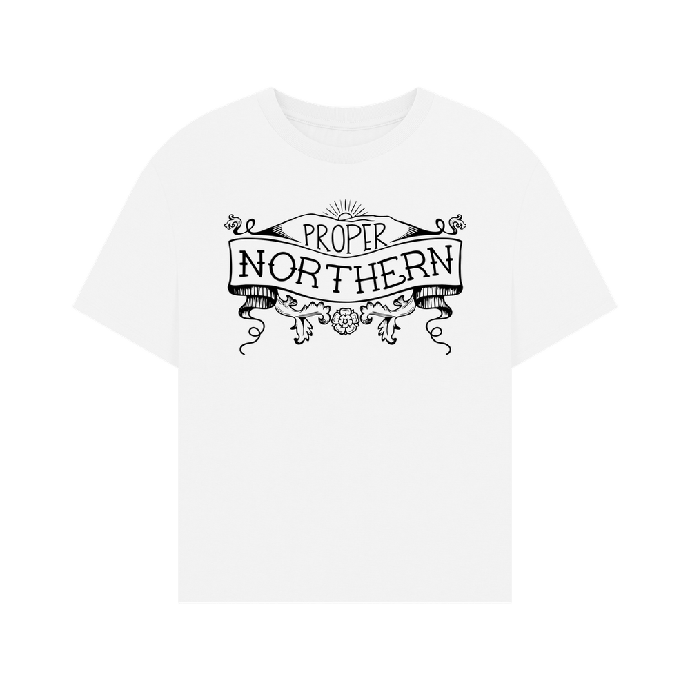 
                  
                    White Oversized Women's Proper Northern T-shirt
                  
                