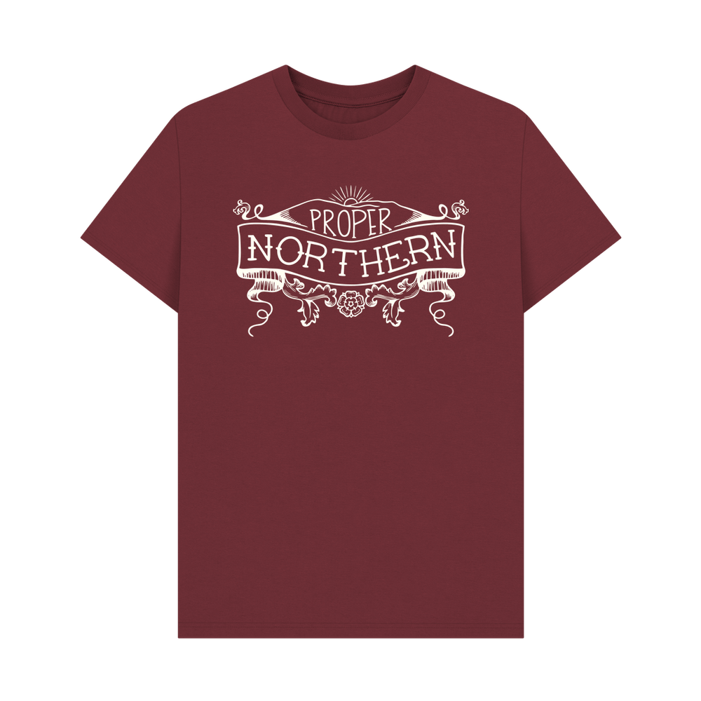 
                  
                    Red Wine Unisex Proper Northern T-shirt - Cream print
                  
                