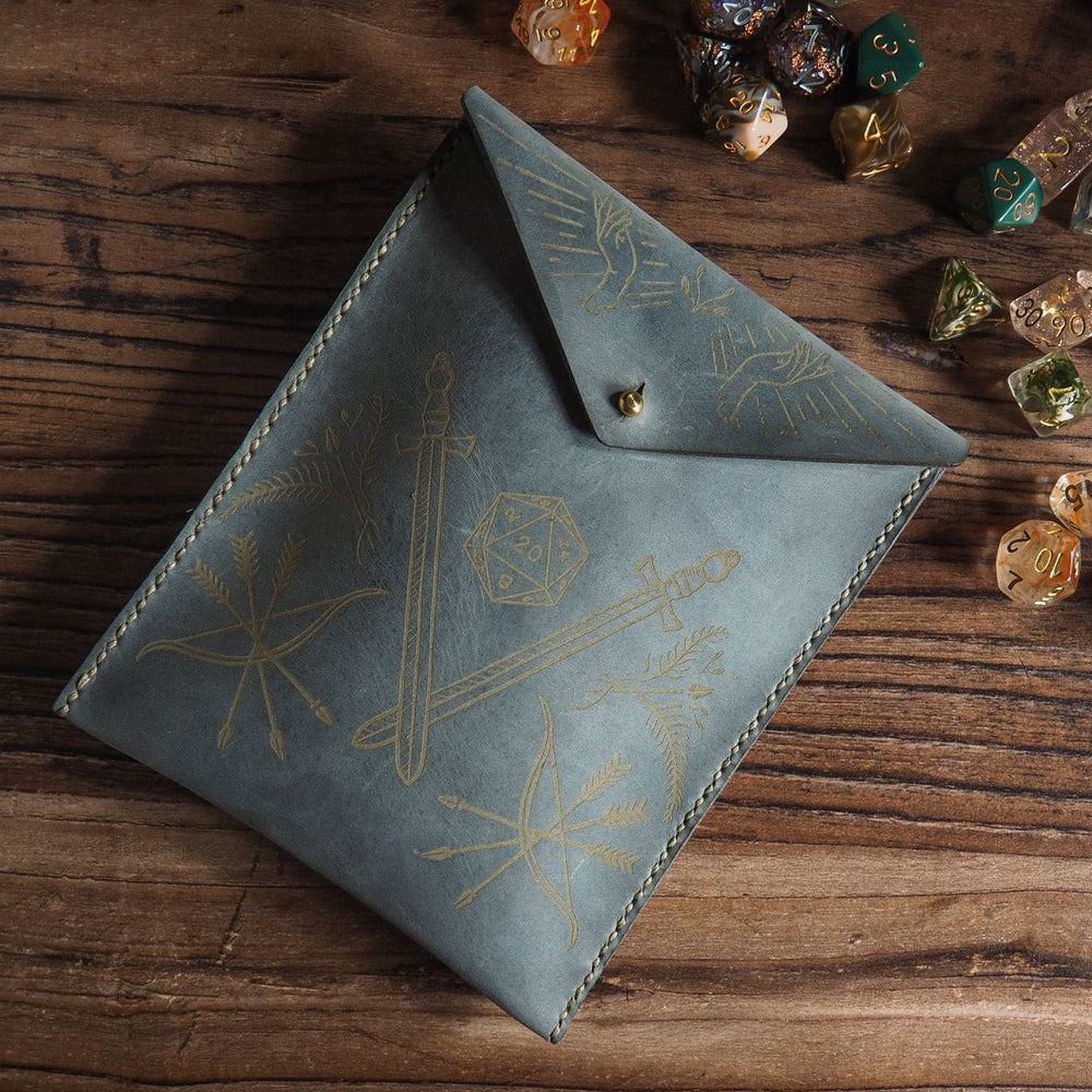 
                  
                    Grey Leather Dice Pouch for Table Top Games
                  
                