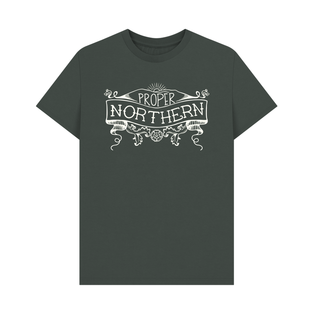 
                  
                    Dark Grey Unisex Proper Northern T-shirt - Cream print
                  
                