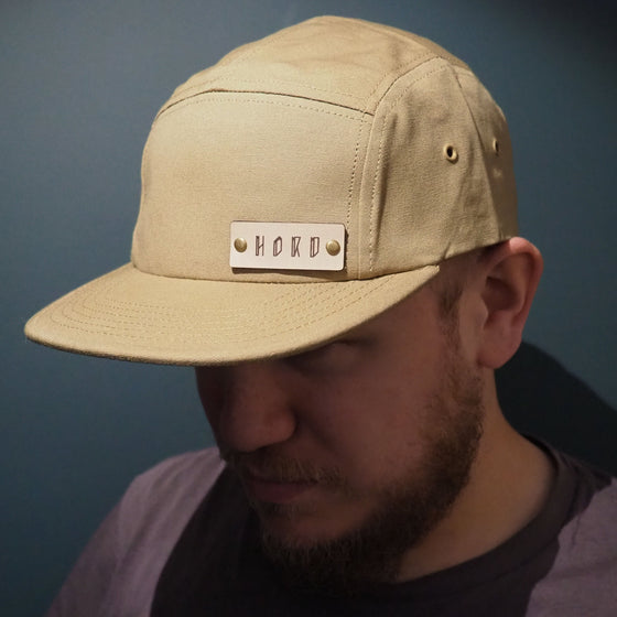 Five Panel Cap in Sand, by Hord