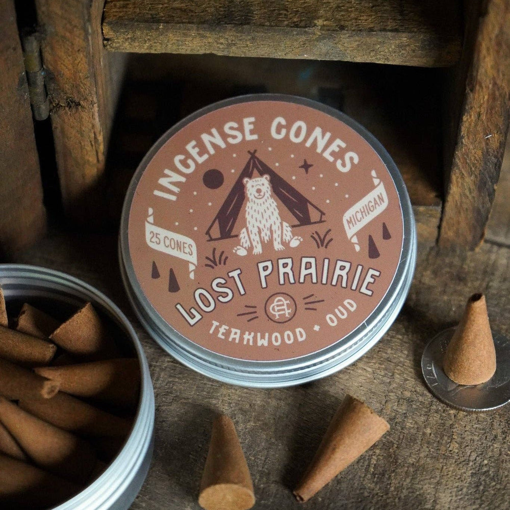 
                  
                    Incense cones from Lost Prairie on a wooden surface with a rustic background
                  
                