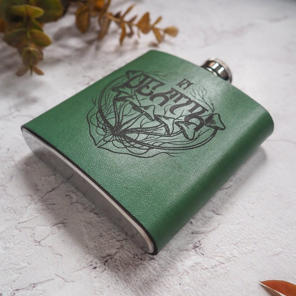 
                  
                    In Death, wedding hip flask in Green, by Hord
                  
                