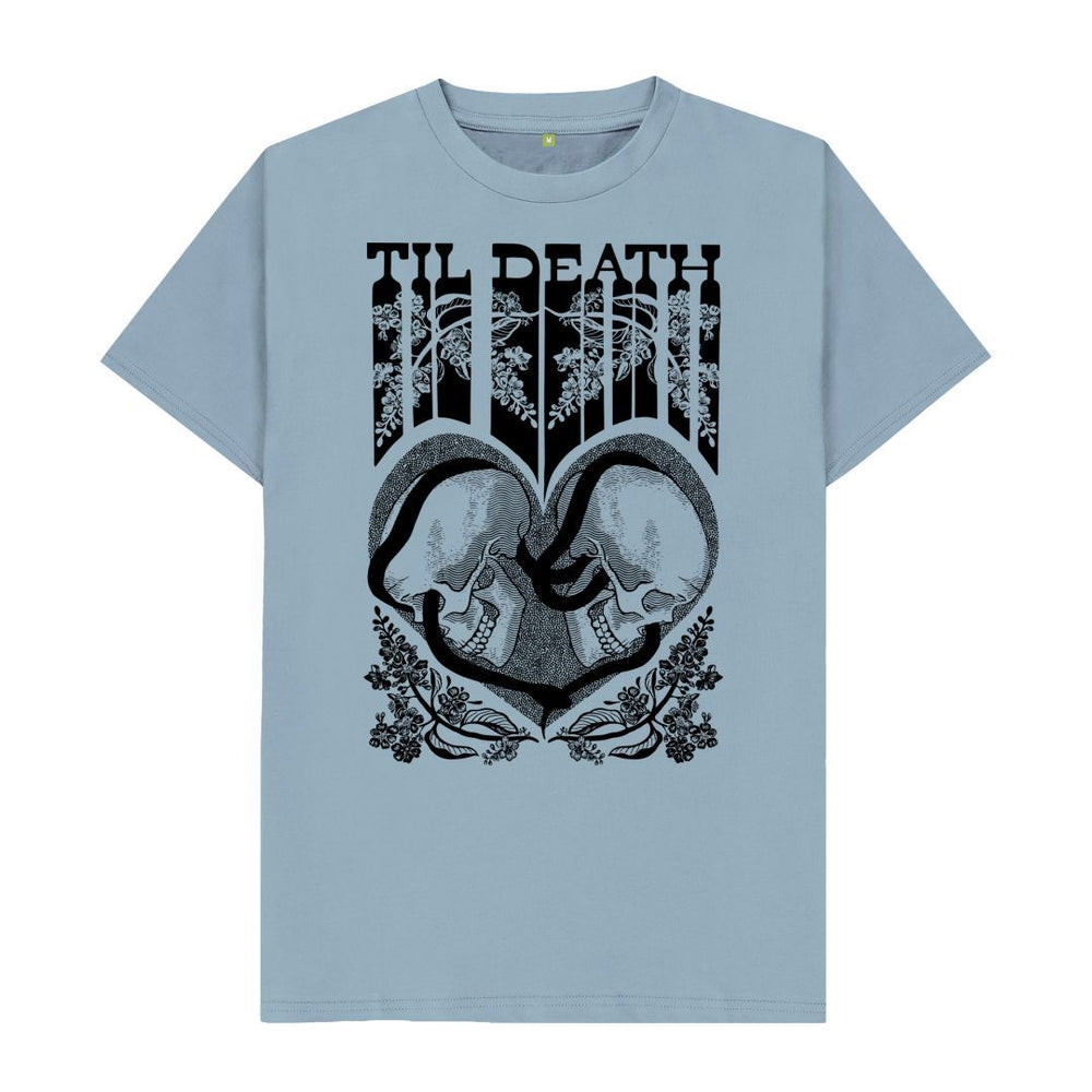 
                  
                    Stone Blue Til Death Unisex T-Shirt, Black Print
                  
                