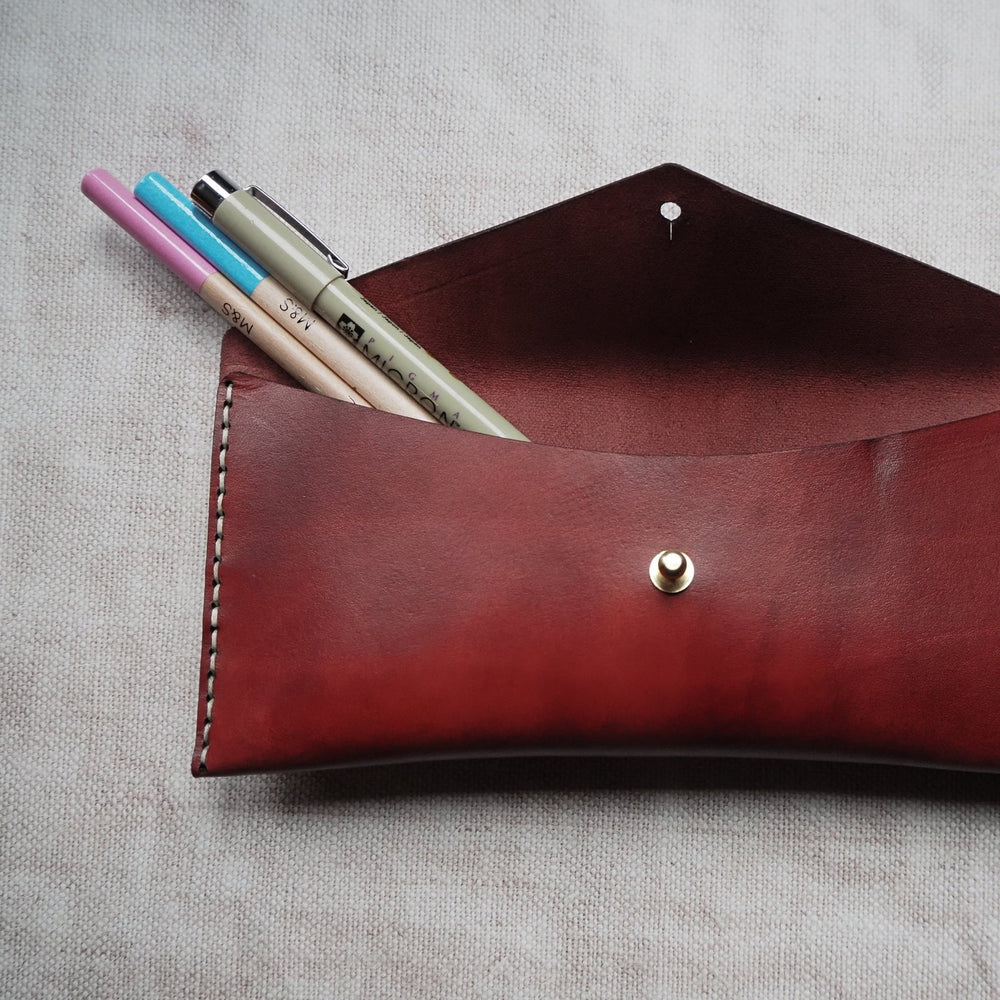 
                  
                    Personalised Leather Pencil Case - Dyed Leather in Bordeaux
                  
                