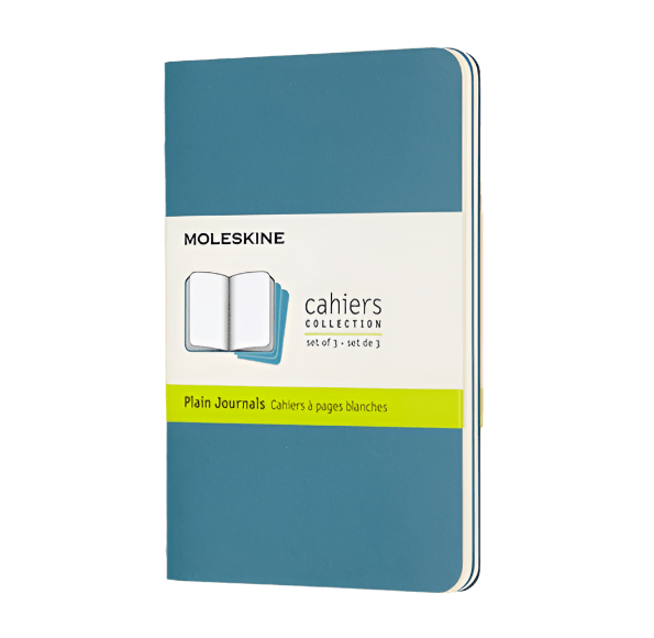 
                  
                    Moleskine notebook with a blue cover on a white background
                  
                
