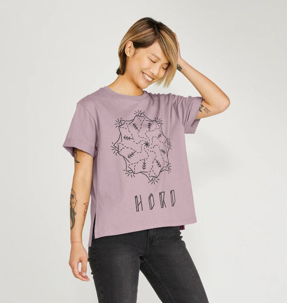 Relaxed fit Mountain Mandala womens T-shirt, a muave mandala tee from Hord.