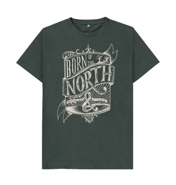 Dark Grey Born of the North, Front Printed, Unisex T-Shirt. By Hord. The Northern T Shirt 
