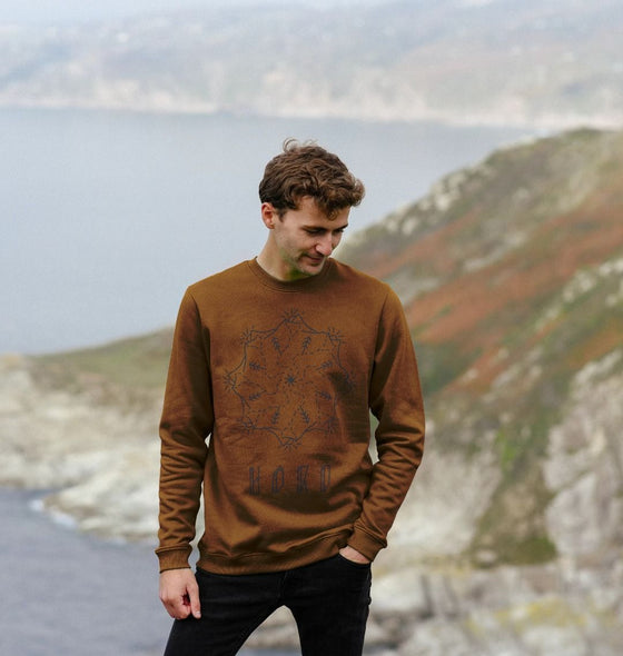 Mountain Mandala Sweater, Unisex in Brown.