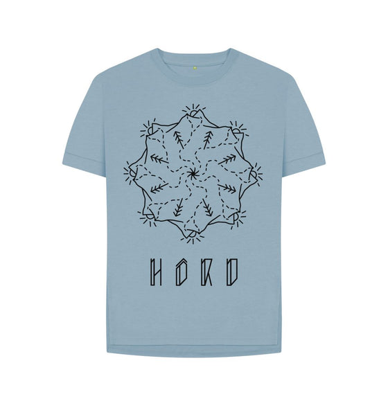 Relaxed fit Mountain Mandala womens T-shirt, a stone blue mandala tee from Hord.