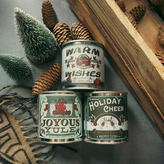 Limited edition scented christmas candles by Good and Well Supply co