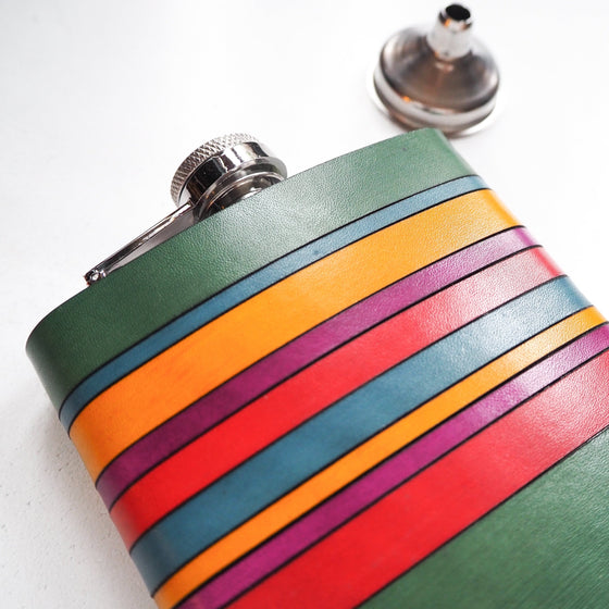 Closer look at the colours on the retro hip flask.
