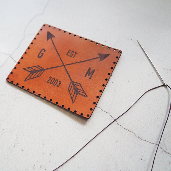 This arrow patch is made from luxurious leather and hand dyed.