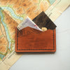 This Custom Topography Card Holder has been hand dyed, hand stitched, and engraved with contour lines.