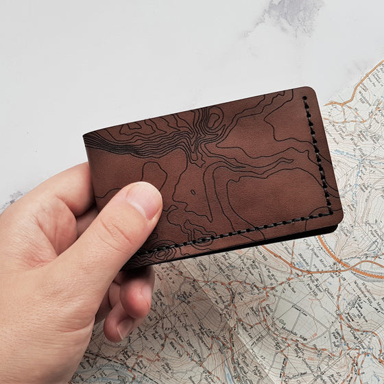 Custom Topography Slim Mountain Wallet, an engraved wallet from Hôrd.