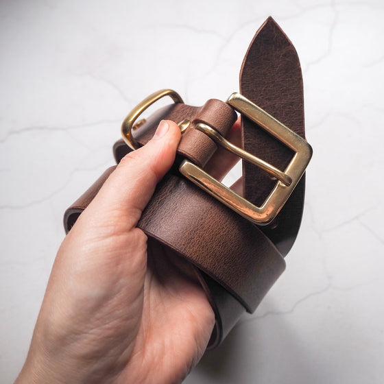The Dark Brown Leather Belt has been handcrafted using full grain leather belt; Full Grain Leather Belts UK.