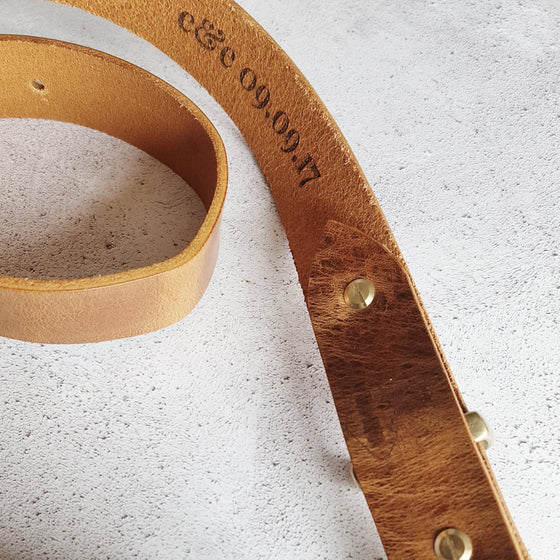 This Leather Belt with Secret Message is made from thick pull-up leather.