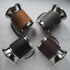 This leather tankard is available in a range of colours.