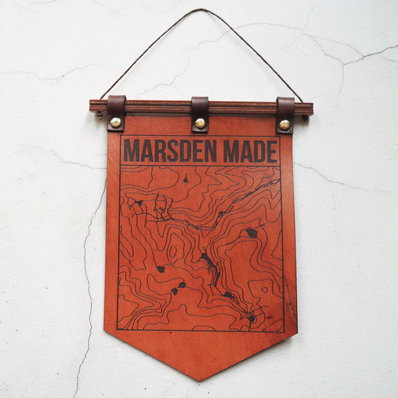 This luxury home decor is engraved with the contour lines of Marsden and a text 'Marsden Made'.