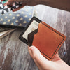 The Mountain Card Holder (Ombre) with Money Clip with card securely stored in the card compartment.