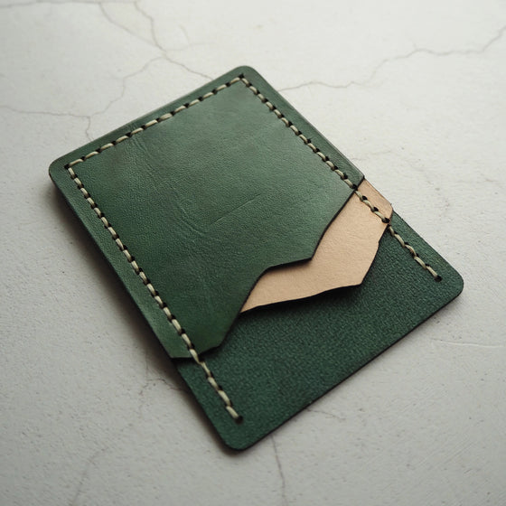 Mountain Card Holder - Teal and Natural has been hand dyed and hand stitched at our studio.